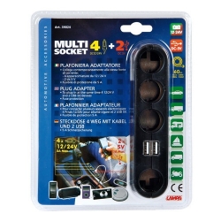 Multi-Socket 4+2, prise courant quadruple avec USB - 12/24V - Accessoires électriques