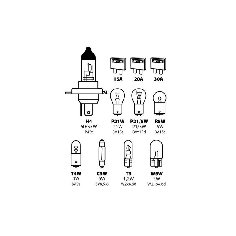 COFFRET H4 8 AMPOULES/3 FUSIBLES - Ampoules