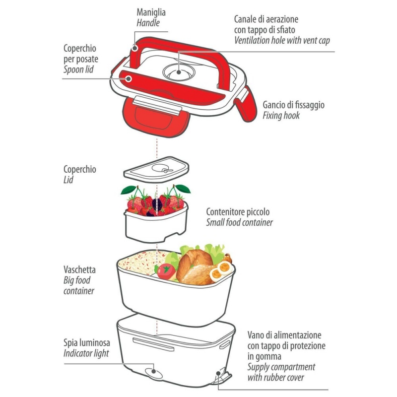Lunch-Box, gamelle chauffante électrique - 1,5 L - 12/24V - 50W - Accueil
