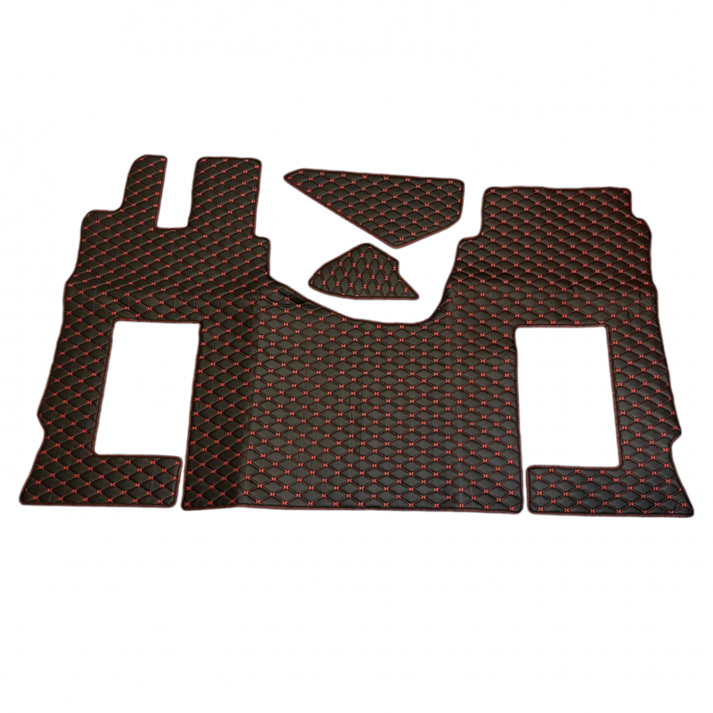 ENSEMBLE 3 PIÈCES TAPIS ET COUVRE MOTEUR 2 COULEURS - MERCEDES MP4/MP5 non pneumatique - Tapis Cuir Liseré