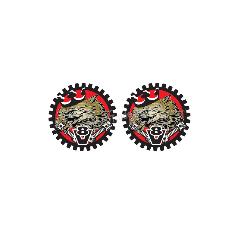 STICKERS X2 KING OF THE ROAD RED 7.5CM - Accessoires