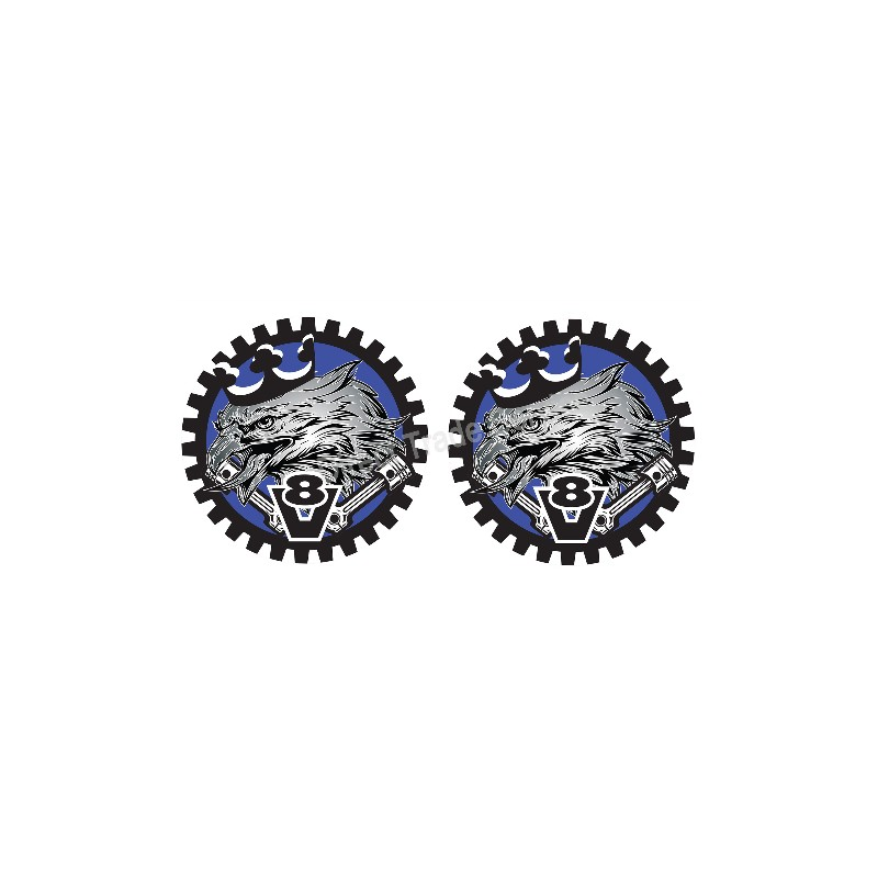 STICKERS X2 KING OF THE ROAD BLUE 7.5CM - Accessoires