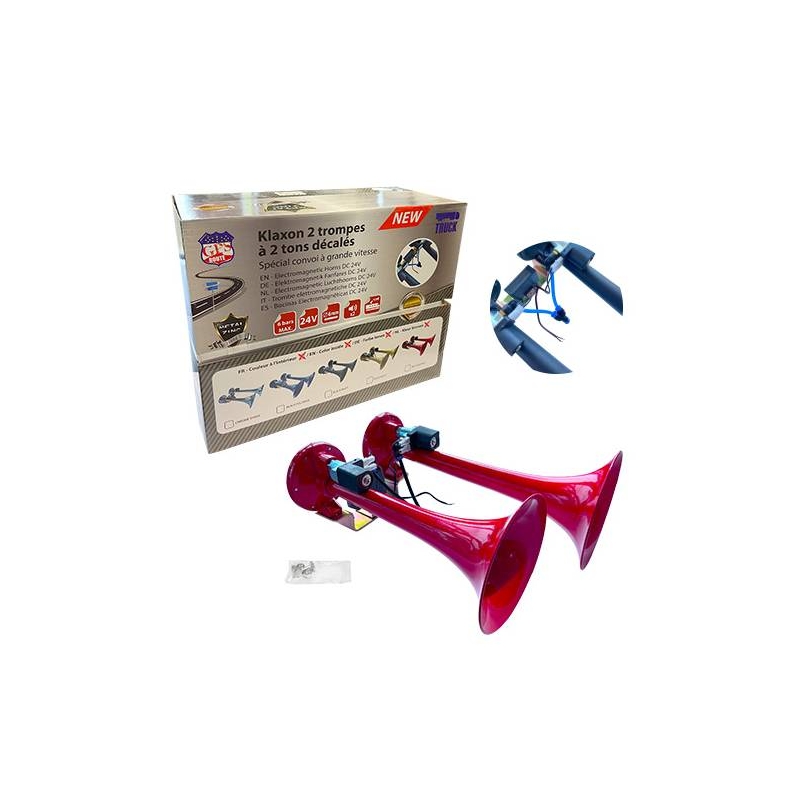 KLAXON TGV METAL ROUGE 24V - Klaxons