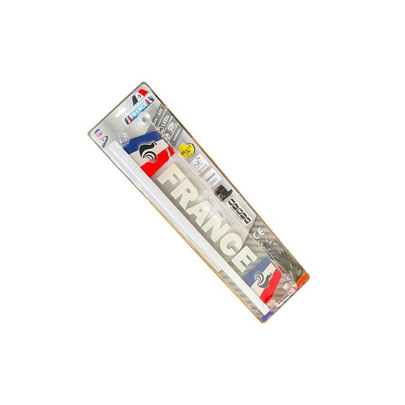 Plaque lumineuse Plexiglass France 60 cm – Décoration LED drapeau français USB 12/24V